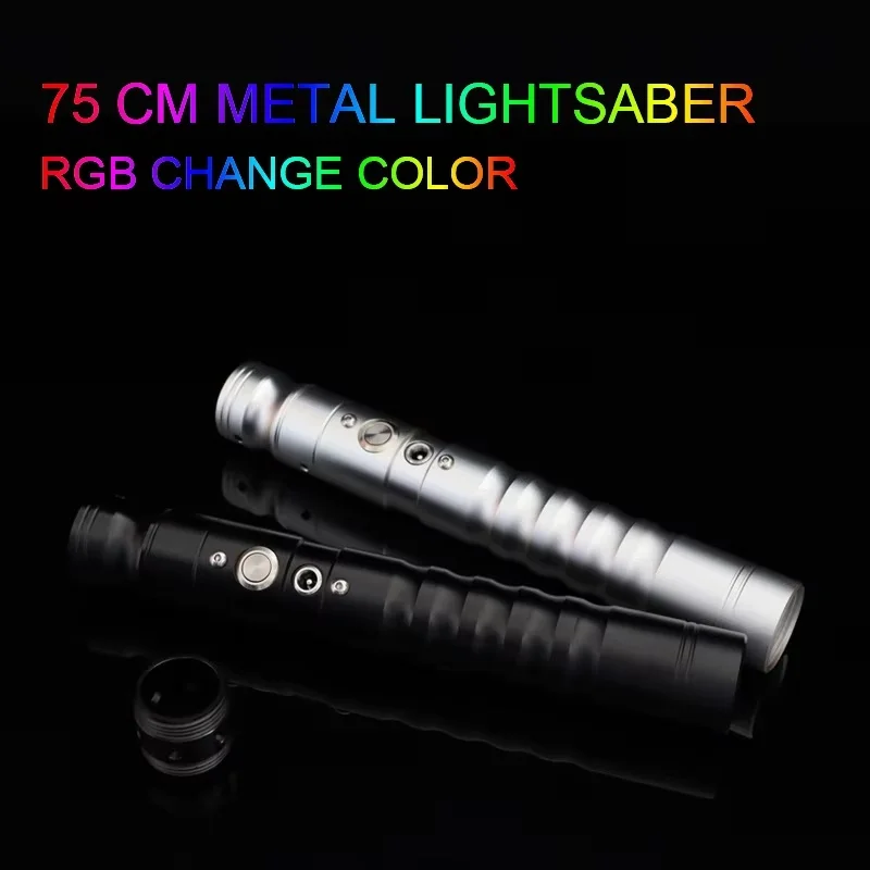 75cm High Quality Rgb Lightsaber Metal Handle 7Color Changing Sound Effect Laser Light Saber Children Cosplay Toy Christmas Gift