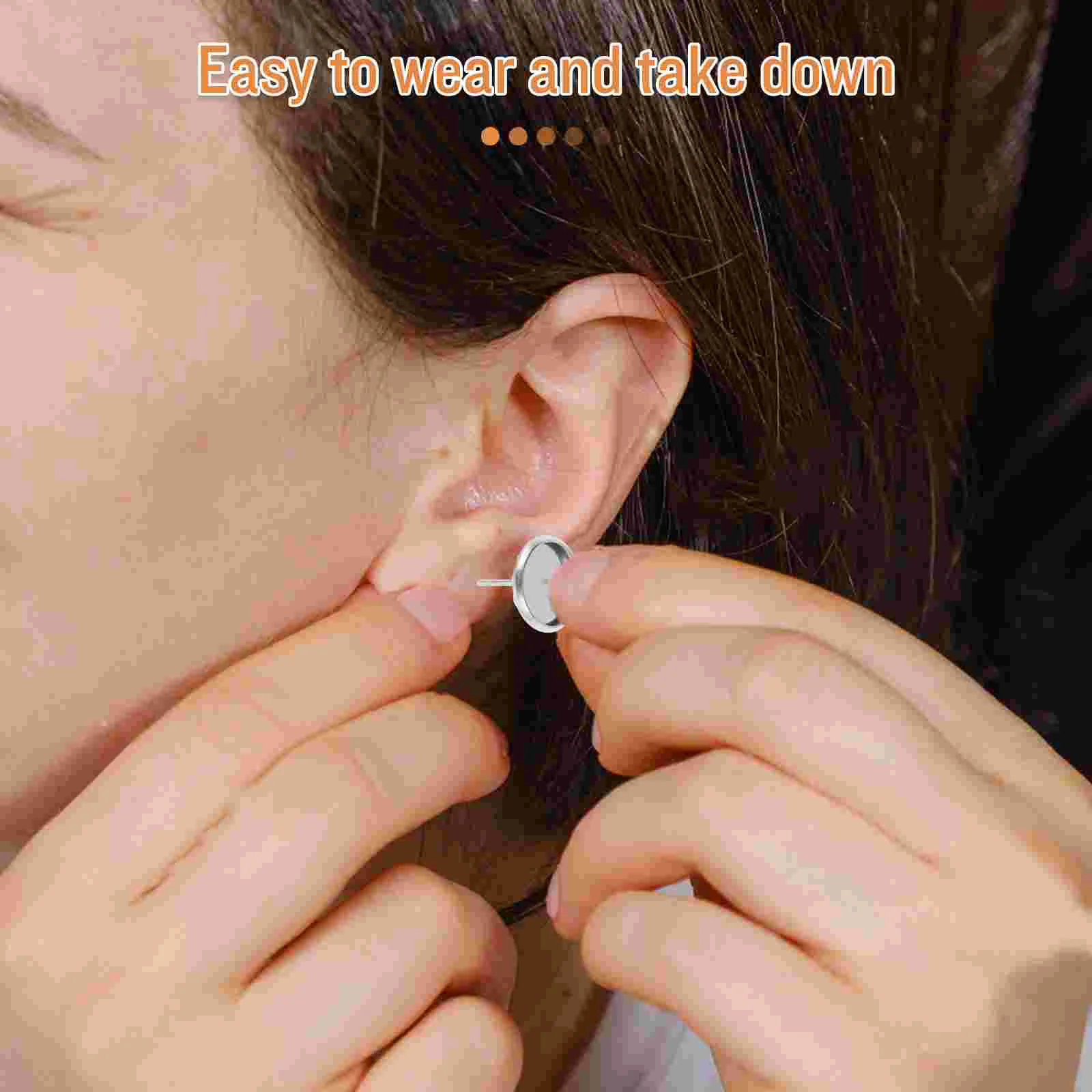 Boucles d'Oreilles Vierges en Acier Inoxydable, Base en Argent