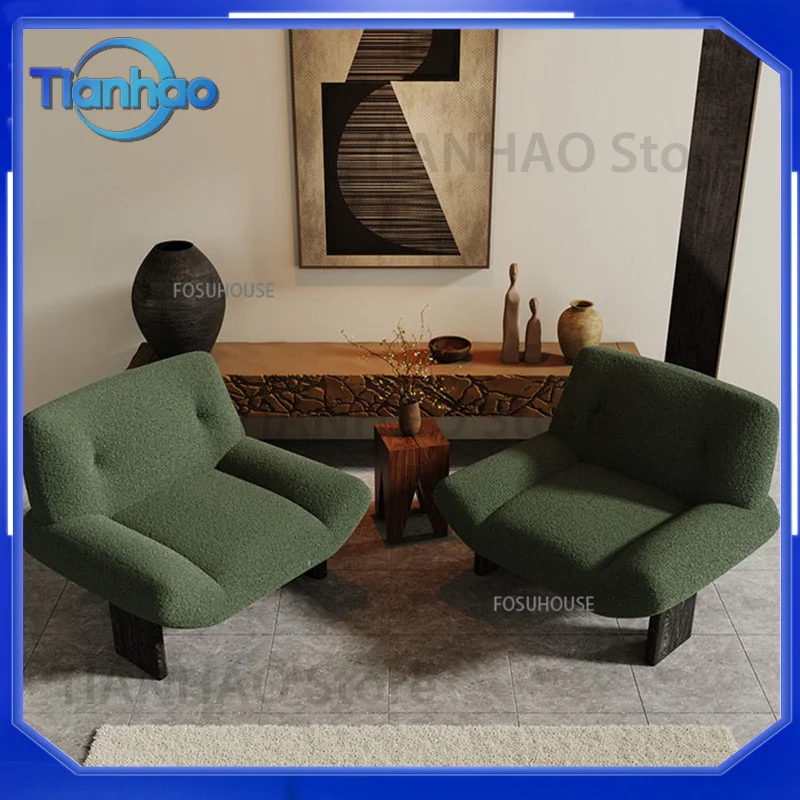 French Hotel Reception Chair Single Sofa Chair for Living Room Furniture Solid Wood Living Room Chairs for Designer