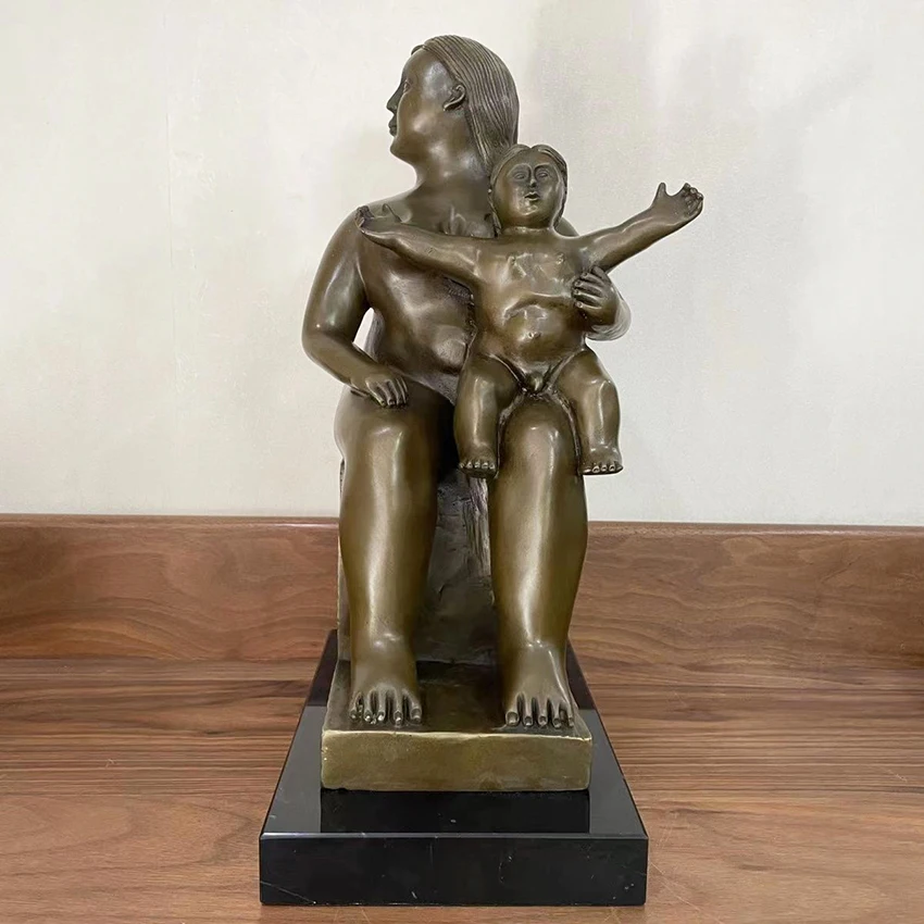 

Bronze Fernando Botero's Mother and Child Statue Abstract Sculpture Large Business Festival Gift Decoration