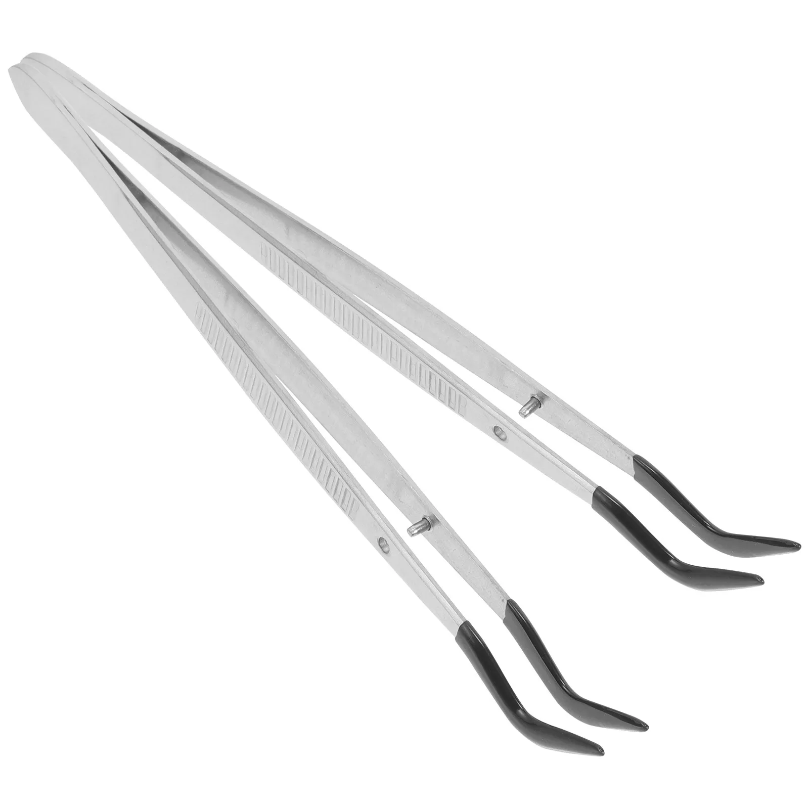 2Pcs Rubber Tipped Bent Tweezers Precision Craft Jewelry Coin Collector Stainless Steel Multipurpose Stamp Collector Tweezers