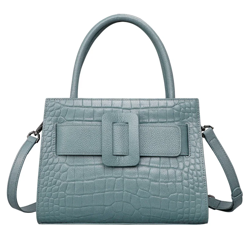 2025 New Genuine Leather Women's Bag Fashion Large Capacity Shoulder Messenger Bag Female Handbag Elegant Crocodile Pattern