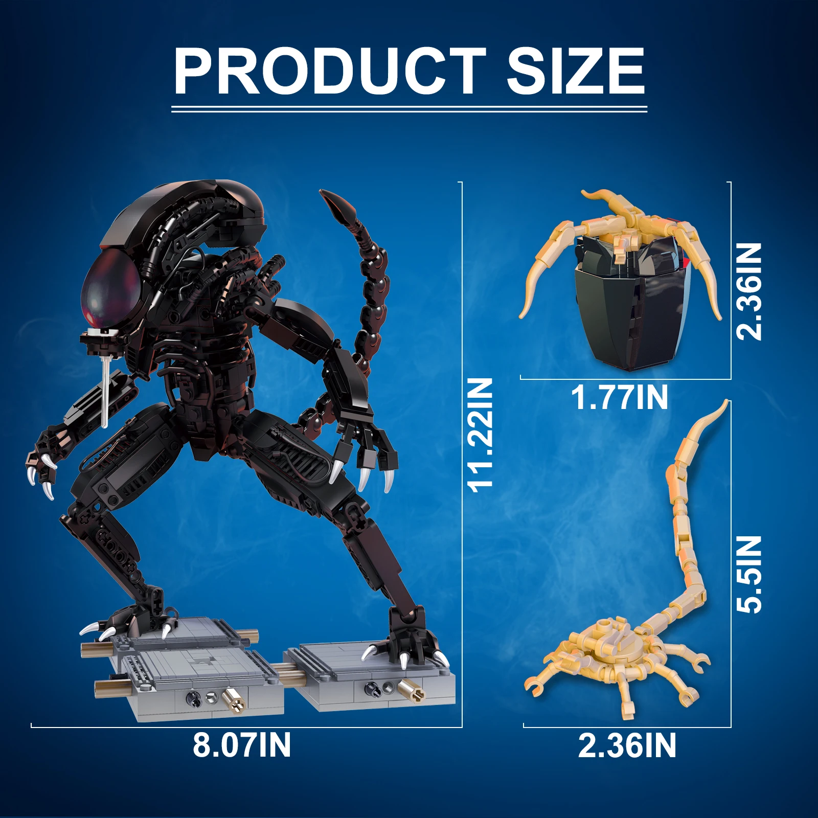 QLT Xenomorph – Lot De 918 Blocs De Construction, Figurine Alien Articulée Avec Lance, Déco Sci-Fi