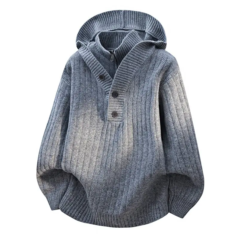 2026 Autumn Men's Fashion Casual Hooded Knitted Jacket