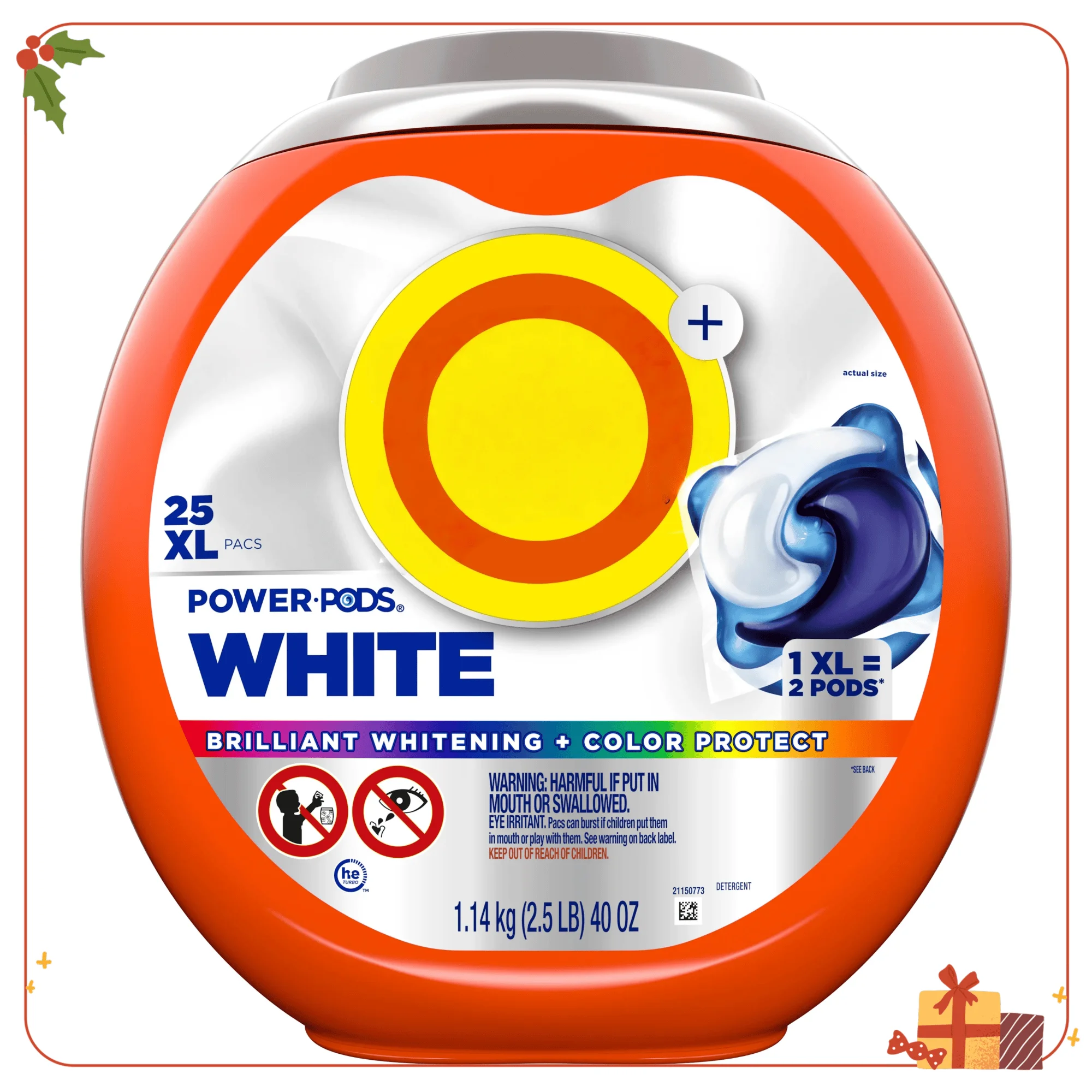 كبسولات منظفات الغسيل، 25 قطعة، تعزيز التبييض، حماية الألوان، أجهزة الكل في واحد، للبيض والألوان، مقاتلة البقع