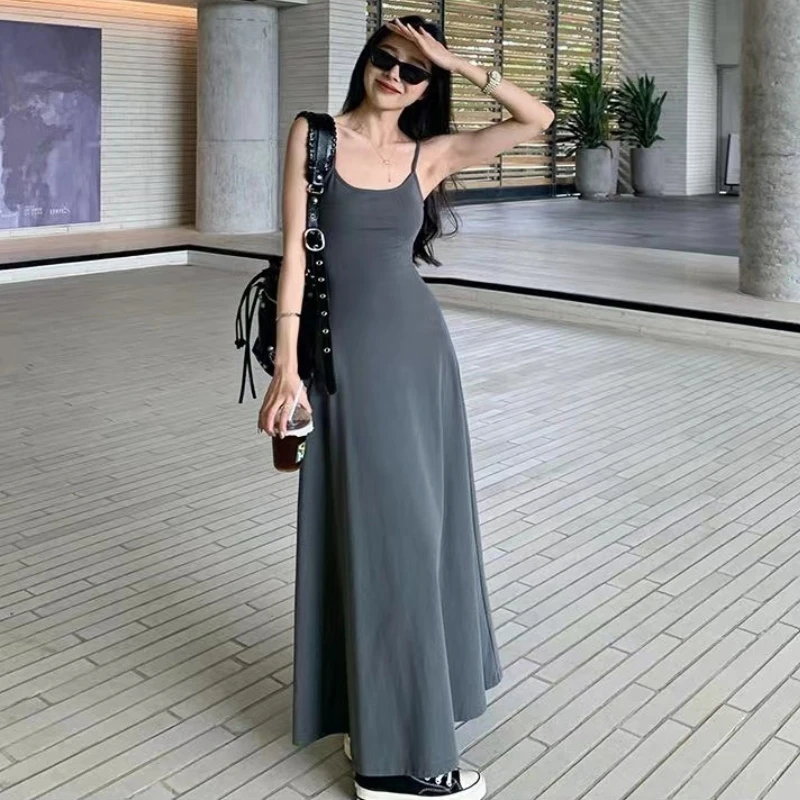 Sleeveless Dresses Women Solid Leisure All-match Club Special Minimalist Charming Korean Style Sexy Classic Seductive Aesthetic