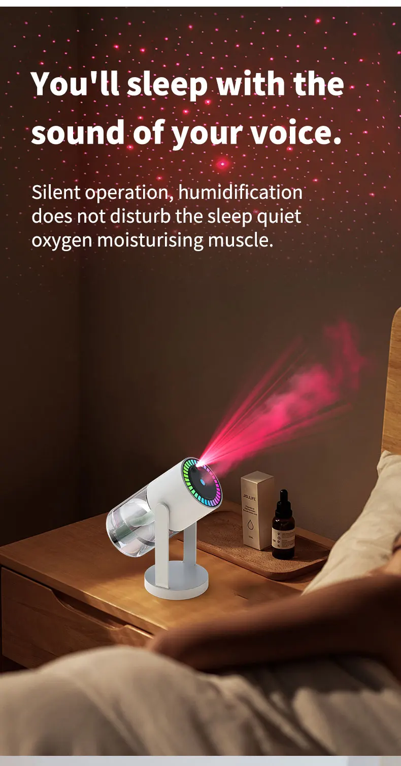 Shakes Head Desktop Tragbarer Luftbefeuchter Neue Projektion Sternenhimmel Top USB Heavy Fog Fahrzeug Neue rotierende Aromatherapie-Maschine – Detail 11