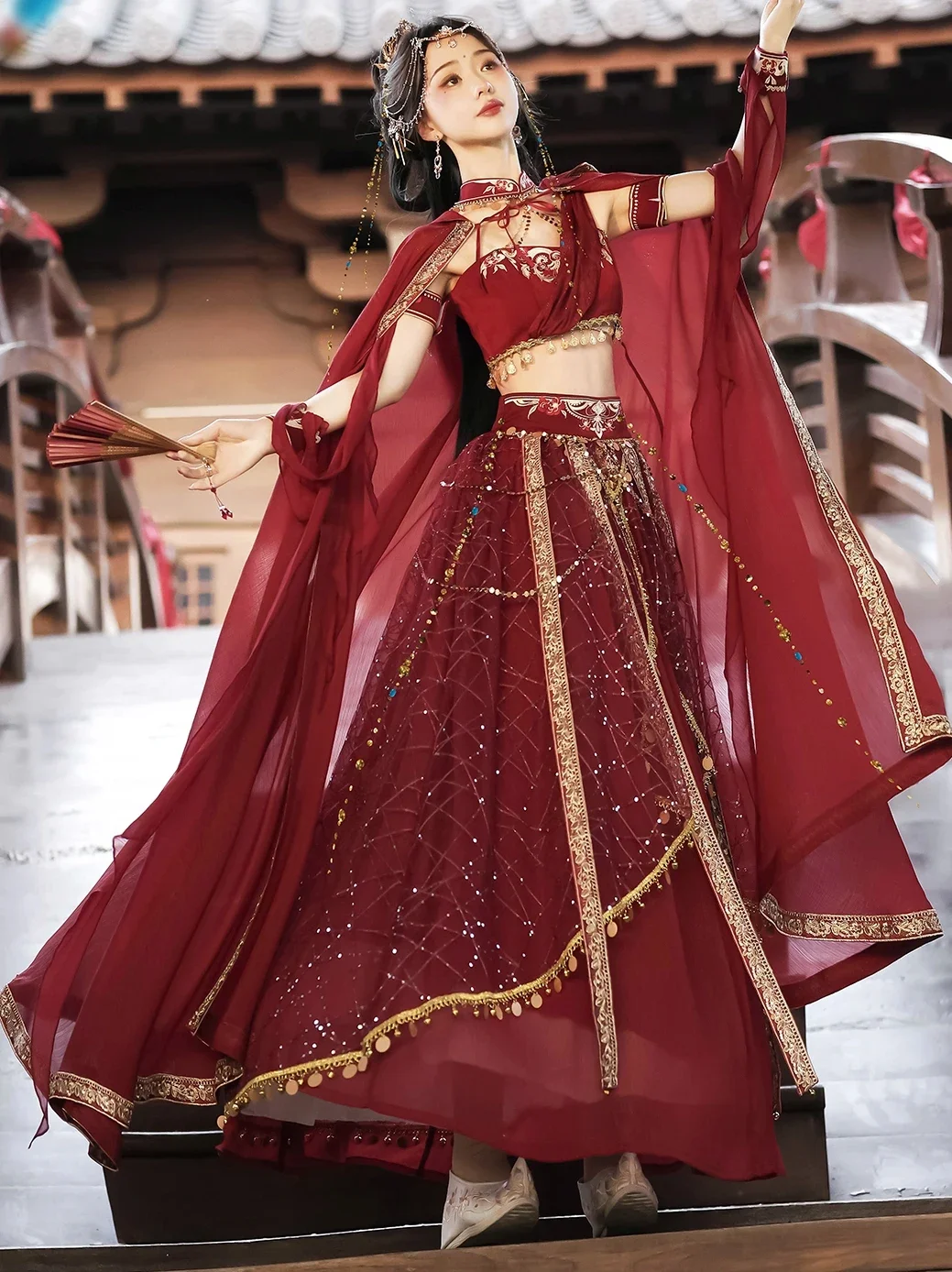 Улучшенная накидка Hanfu Dunhuang Kweichow ttai в экзотическом стиле, костюмы западных ханьских элементов, одежда для фотосъемки