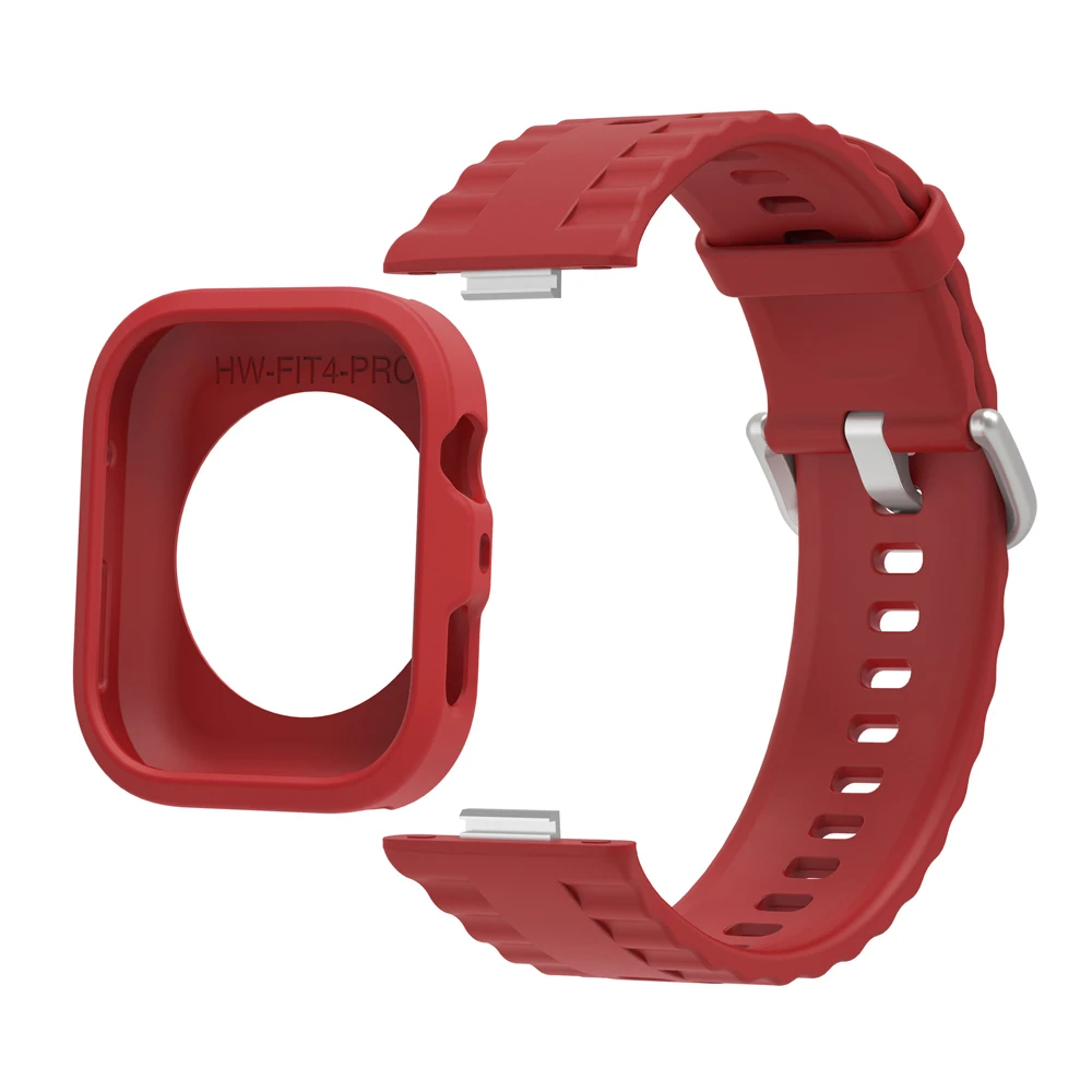 

1Set Silicon Replacement Wristband Strap + Protective Skin Cover For Huawei Watch Fit4 Pro Fit4Pro Protector Silicone Case Guard