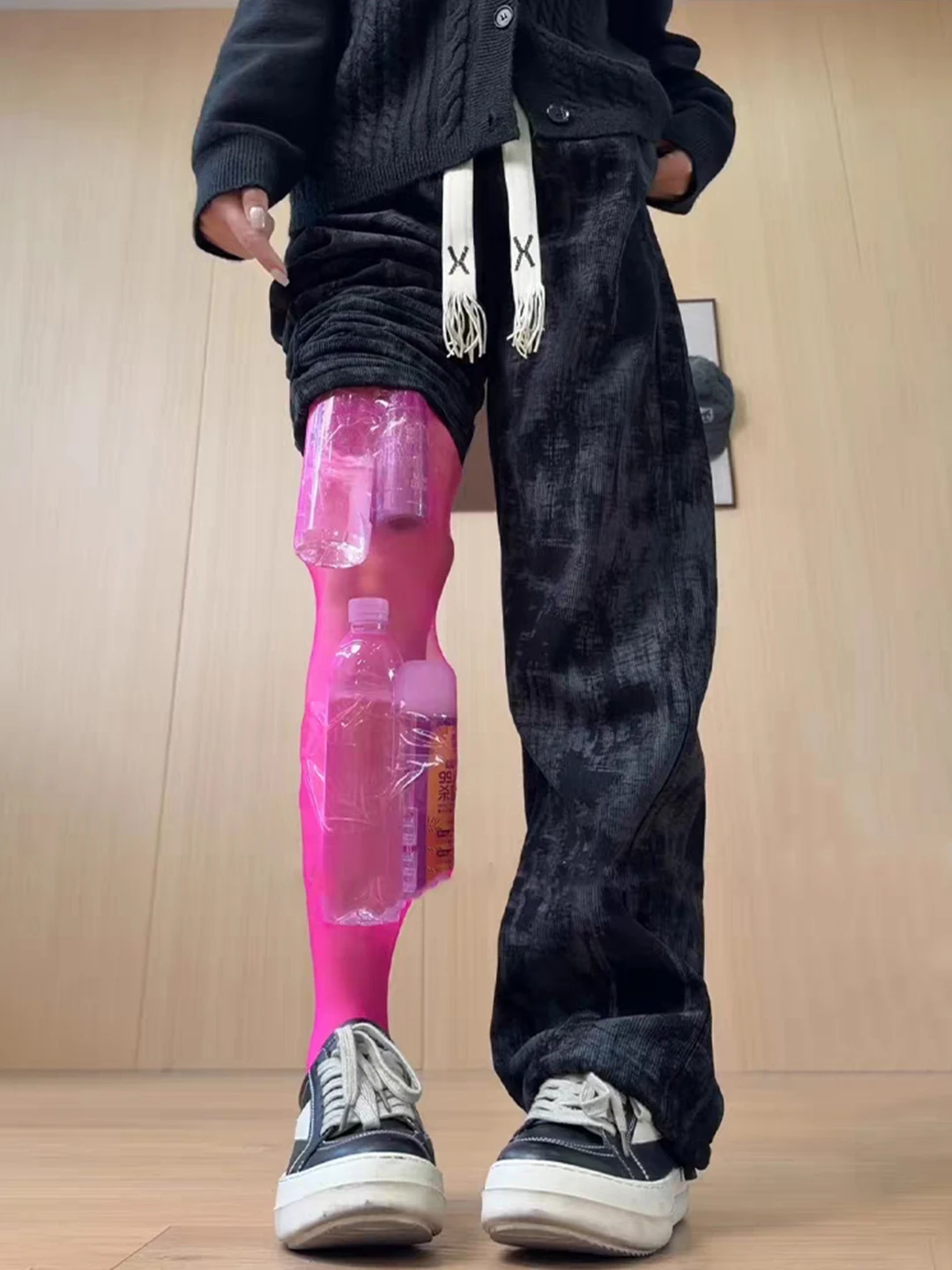 

American Dyed Corduroy Men's Winter Fce Lined Straight Leg Micro Flare Sweatpants Meat Concealing Slimming Drape Casual Pants