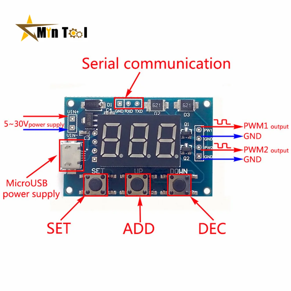 

5V DC 12V 24V1Hz-150Khz Signal Generator Module Adjustable PWM Pulse Frequency Generator Duty Cycle TTL LCD for Electrical Tool