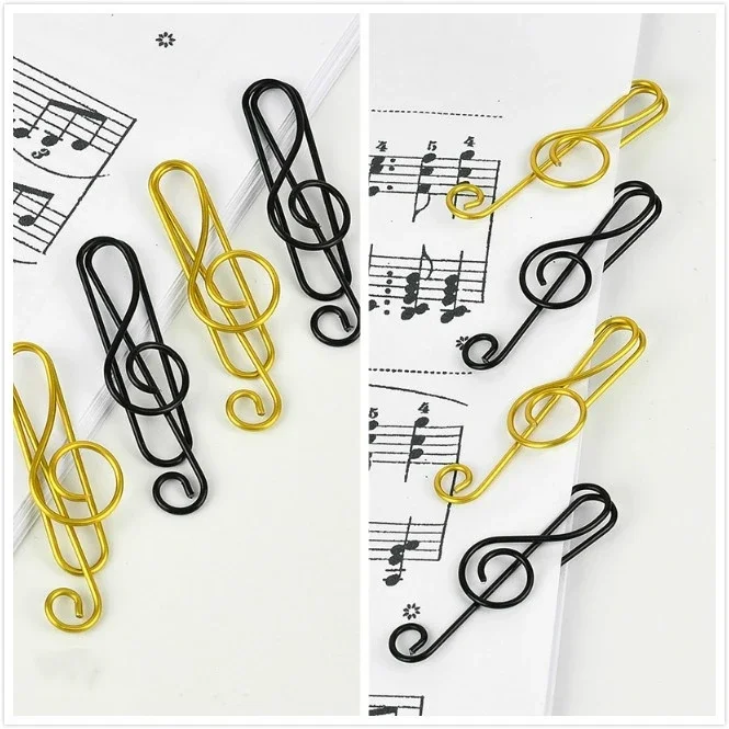 20/40Pcs Creative Music Note Shaped Creative File Clamp Paper Clip Bookmark Holder Paper Decorative Clip for Office School Home