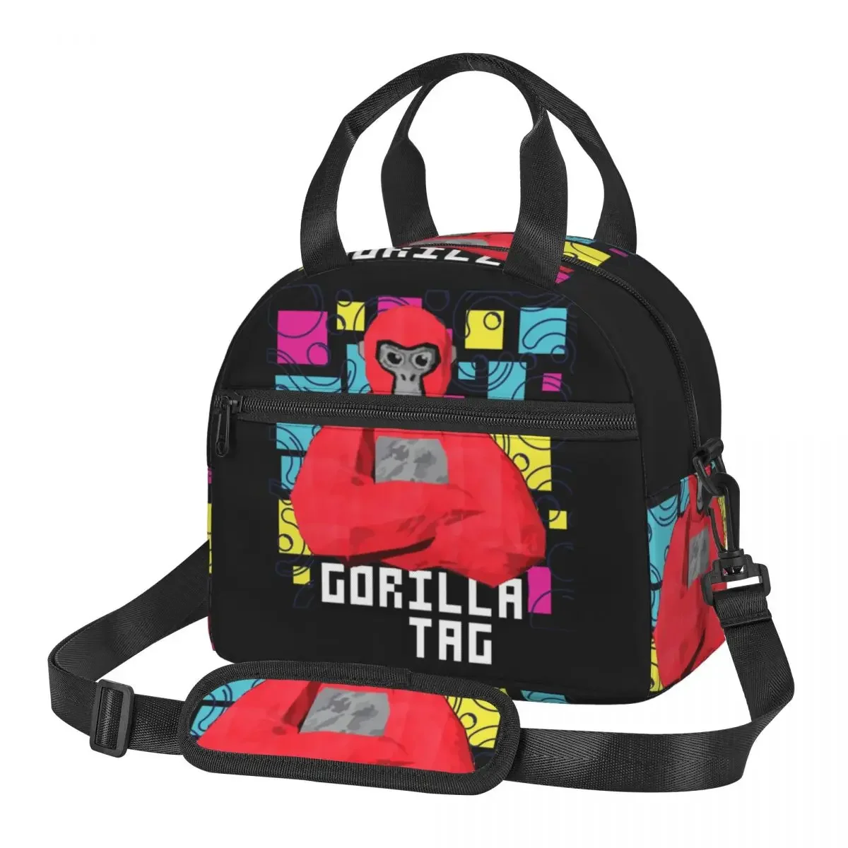 Gorilla Tag Cools Red Insulated Lunch Bag for Women Children Portable Food Boxes Thermal Lunch Box Tote