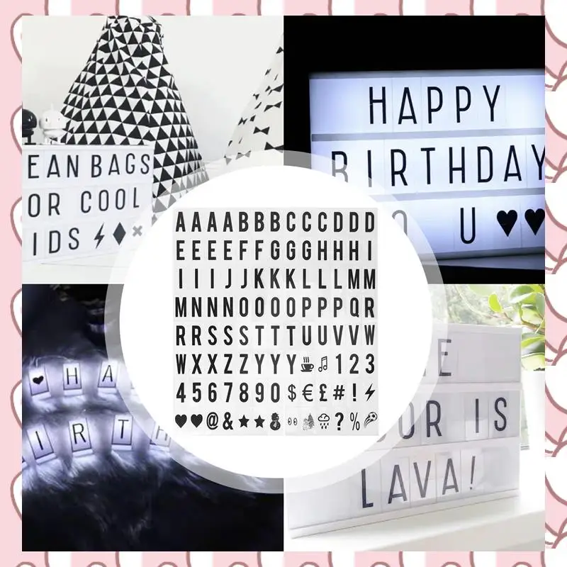 

HHTL 624Pcs Cinematic Lightbox Replacement Letters & Numbers Signs Black 65.4X35mm(LED Light Box Is NOT Included ) Black