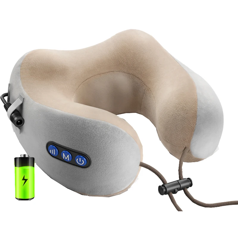 HFR Brand Rechargeable Easy to Carry Travel Neck Massage Pillow with Kneading and Speeds Adjustable Function Two Color Choice