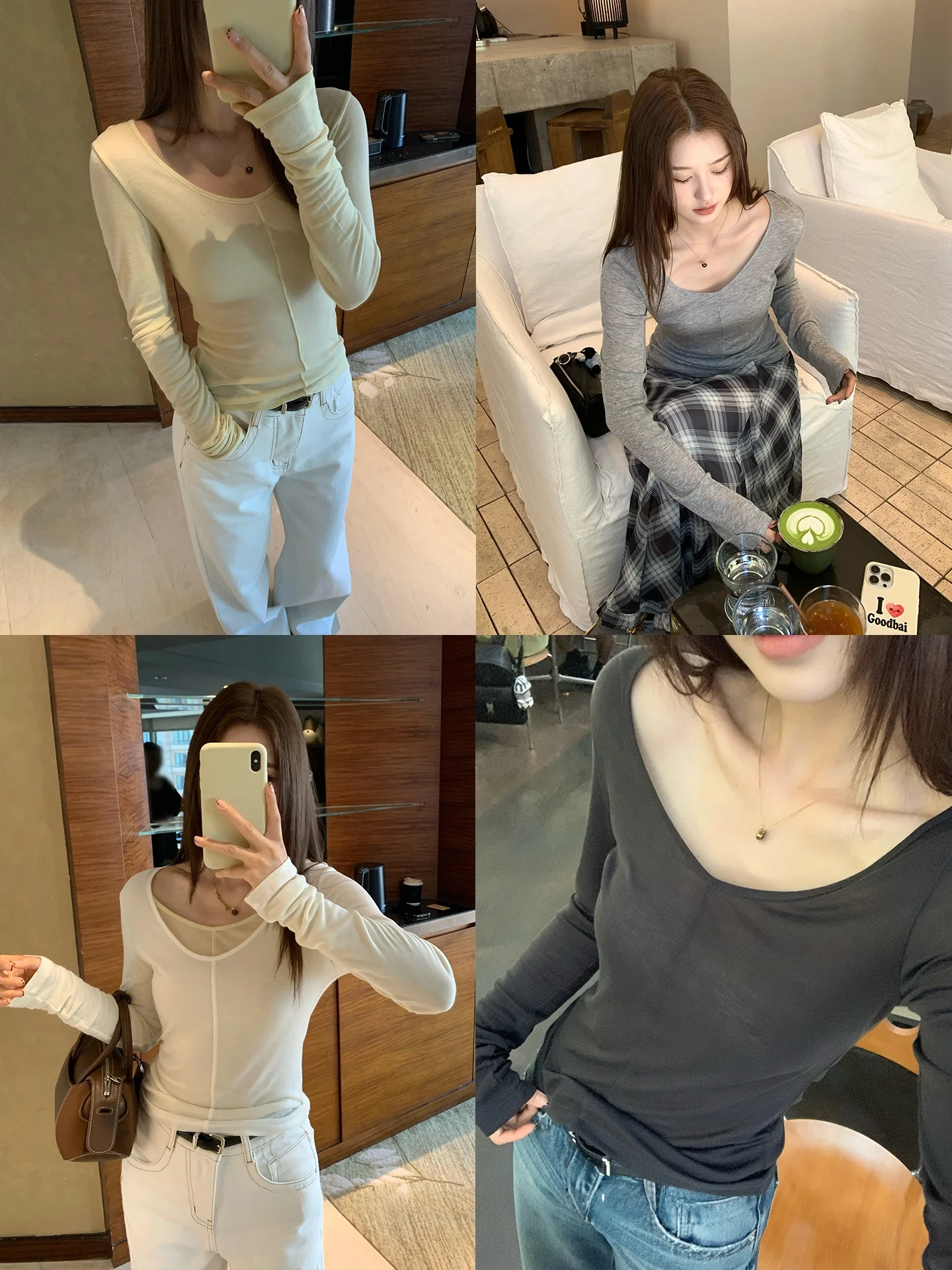 

Comfortable Fit Silk Wool Long Sve Women's T-irt Pure Color Versatile Base Layer Casual Sle Skin-friendly Breathable