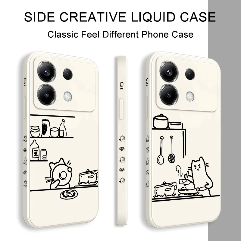 

Cooking Cat Phone Case For Xiaomi Poco F7 X7 X6 F6 M6 M5 M5S F5 X5 F4 X4 M4 F3 M3 X3 Pro 4G 5G GT Silicone Cover