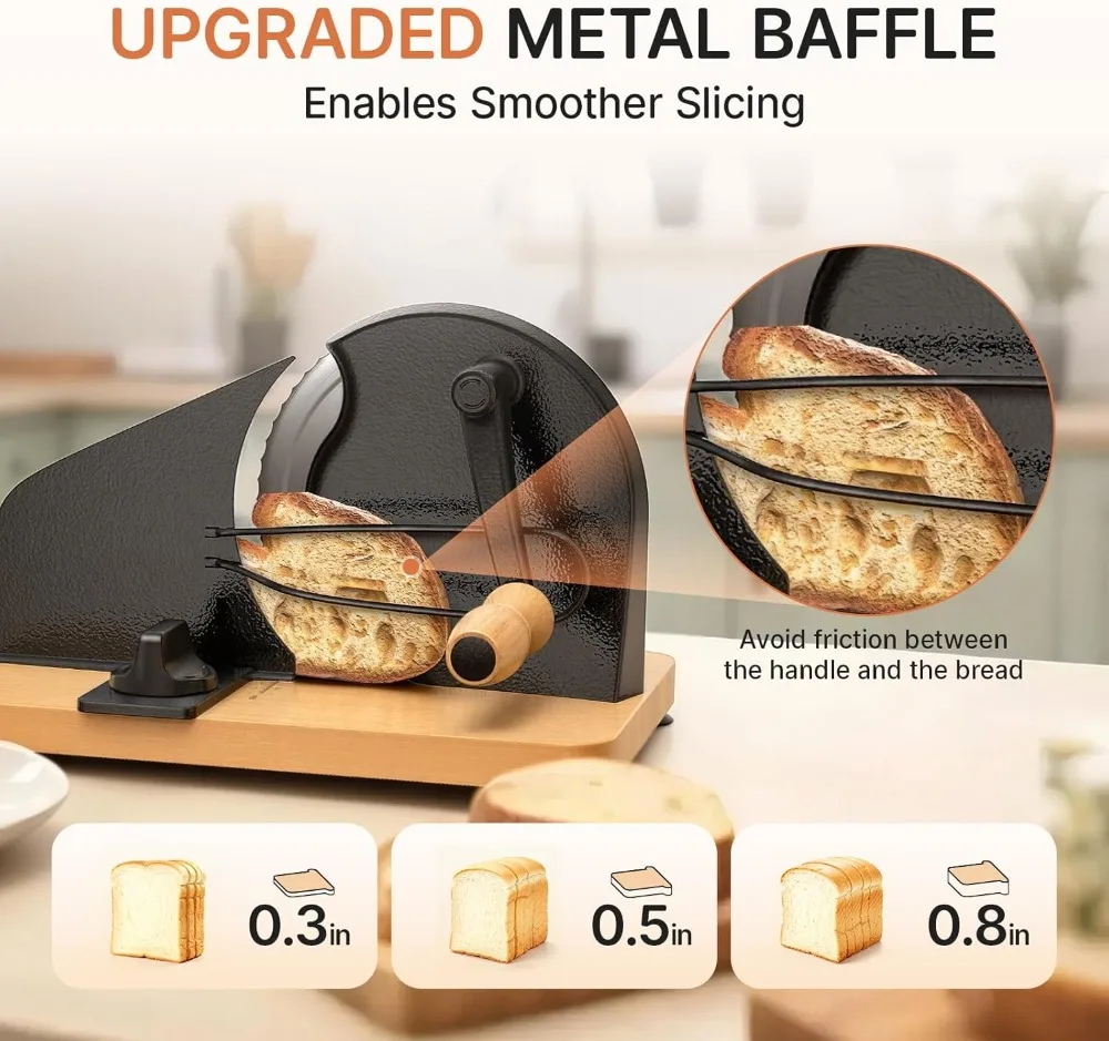 

Manual Bread Slicer Adjustable Thickness Stainless Steel Blade Suction Base for Homemade Sourdough