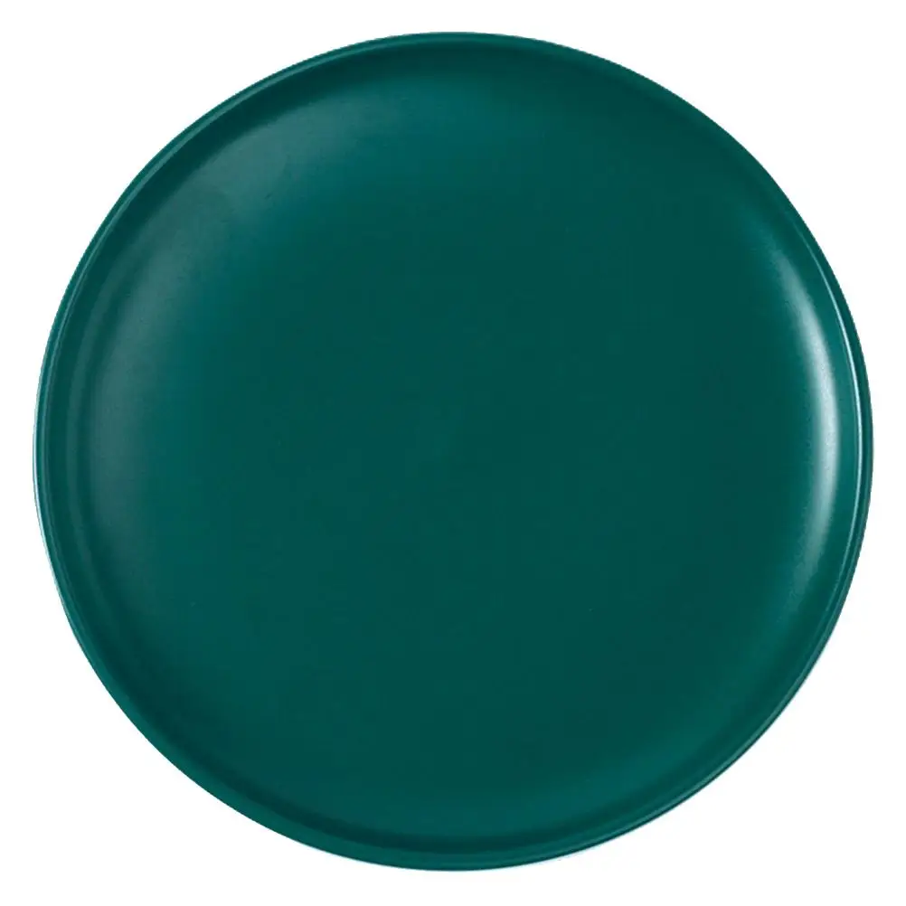 

1pc Coloured Ceramic Tableware Western Steak Plate Microwave Oven Available Ceramic Food Plate Round Shape (Dark Green 6 Inches)