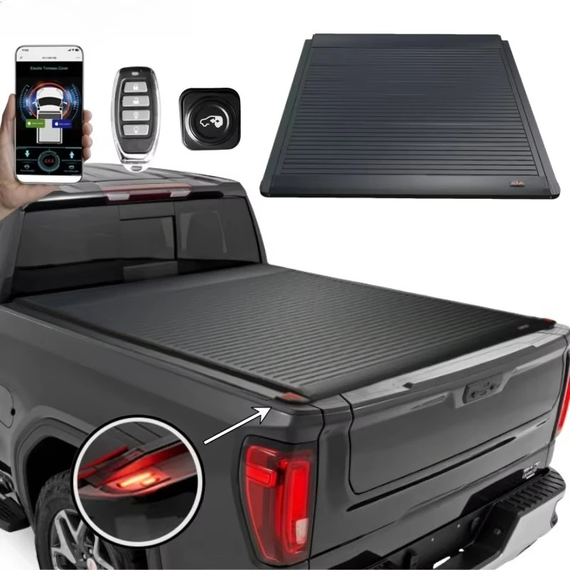 For 2005-2006 2021 2025 GMC Sierra 1500 2500 HD Denali Electric Retractable Tonneau Cover 6 1/2 Foot Back Bed Waterproof Locking