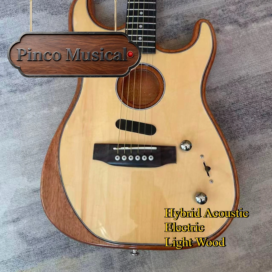 Acoustasonic Light Natural Hybrid STW Acoustic Electric Guitar, Piezo Magnetic Dual Pickups Folk Fingerstyle
