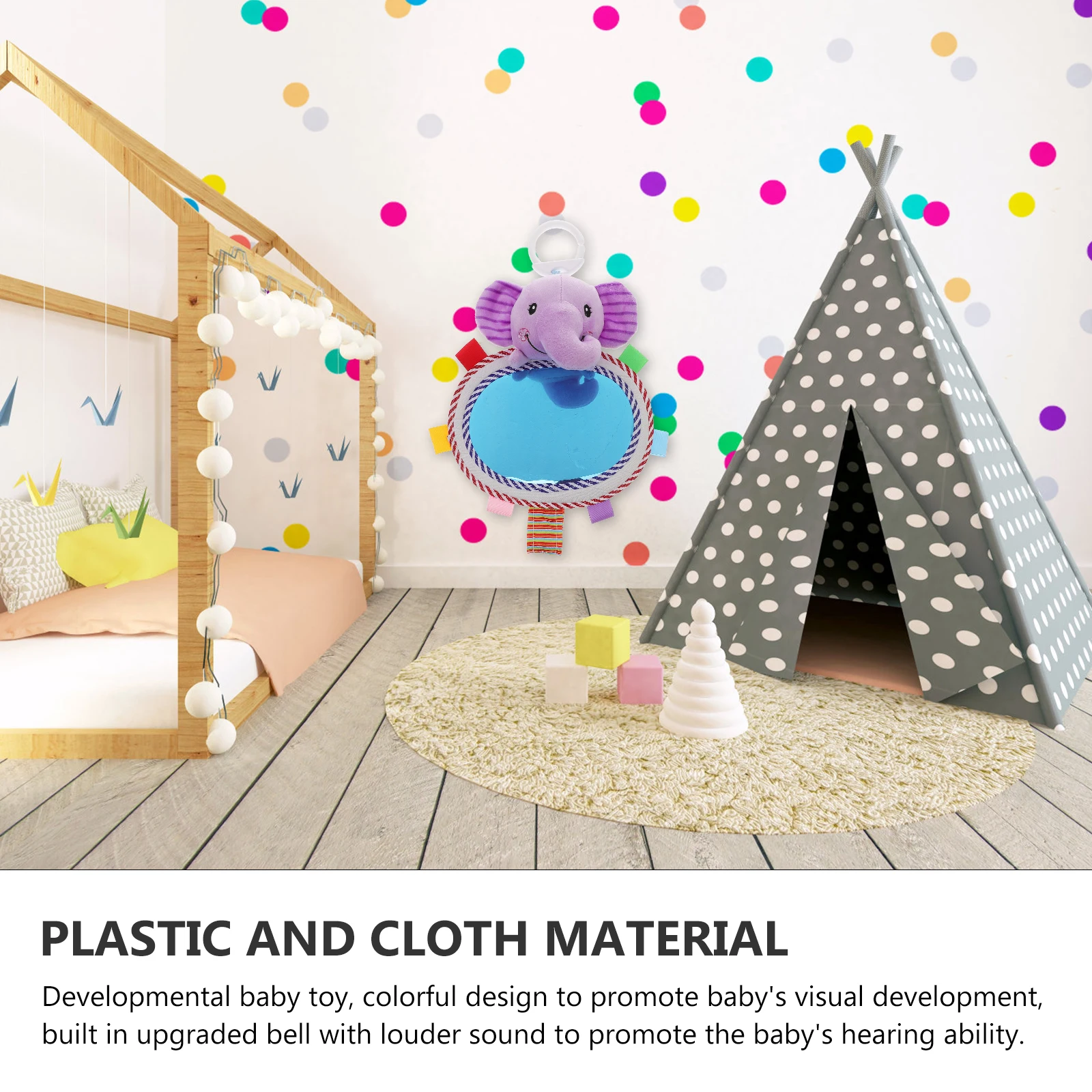 

Cognitive Mirror Baby Round Toy Headrest Stroller Cloth Toddler Kids Safety Mirror Developmental Newborns Lightweight Compact