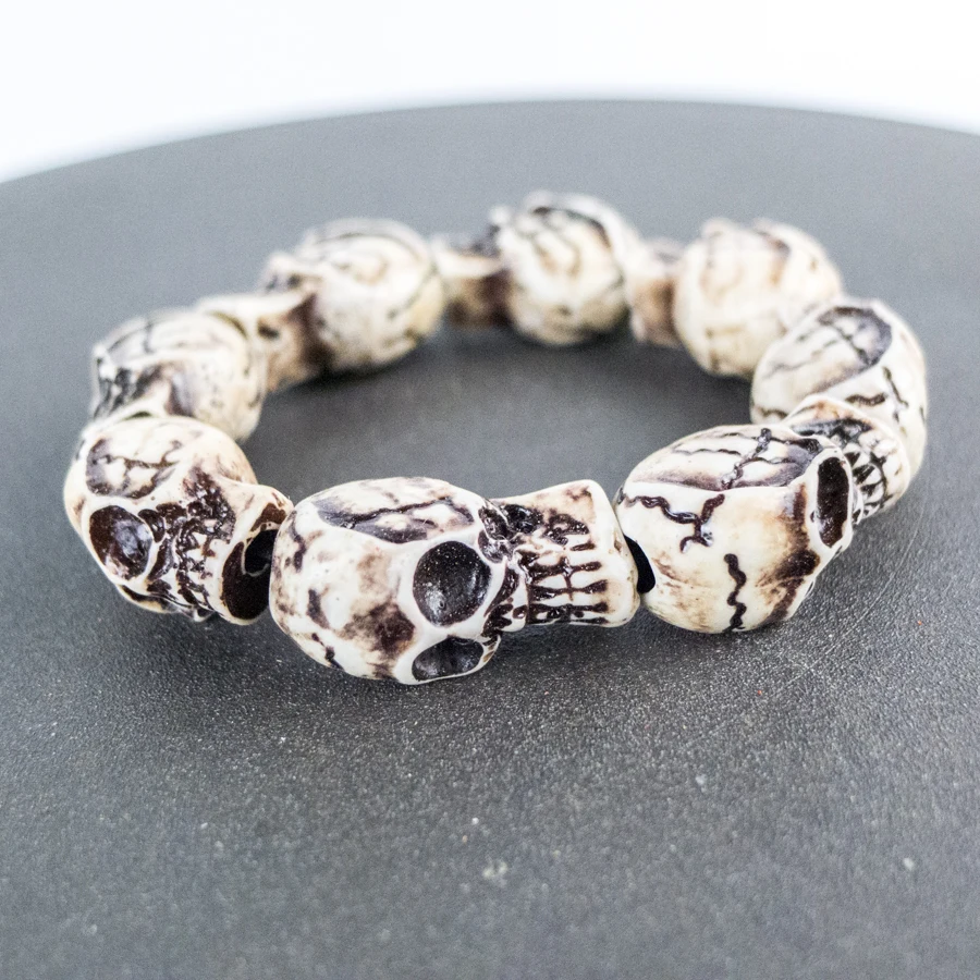Skull Carving Men\'s Bracelet limitation Yak Bone Material Bone Art Vintage Bracelets For Man #GZ403