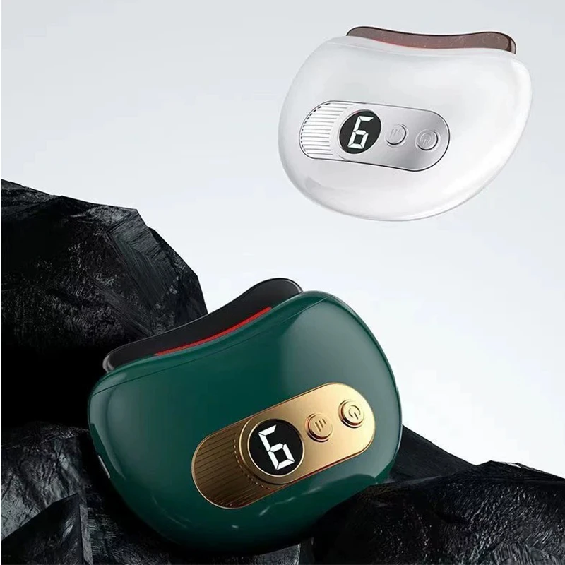 Portable Mini Smart Gua Sha, Electric Heating Bian Stone Massager for Facial & Neck Relaxation & Meridian Therapy