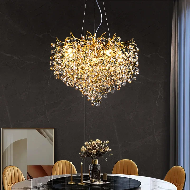 Modern Living Room Led Crystal Large Chandelier For Dining Room Long Pendant Lamp Restaurant Island