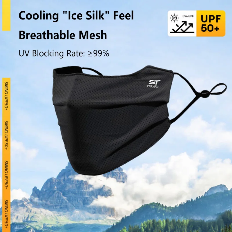 Breathable Ice Silk Face Cover UV Face Shield Washable Reusable Sun Protection Face Mask for Motorcycle Running Riding Exercise