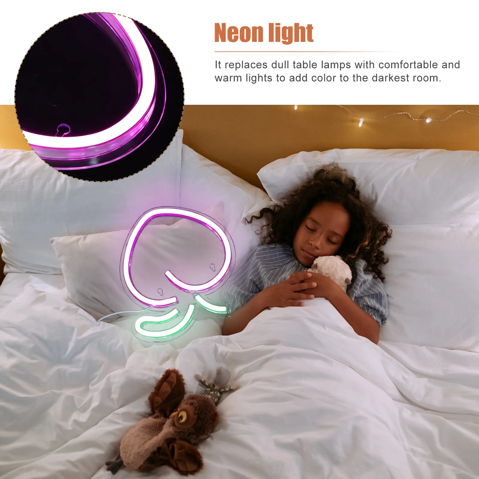 1Pcs Peach Neon Light Sign USB Powered Rechargeable LED Night Light Decorative Home Decoration Lamp for Bedside Dinner Table Fun