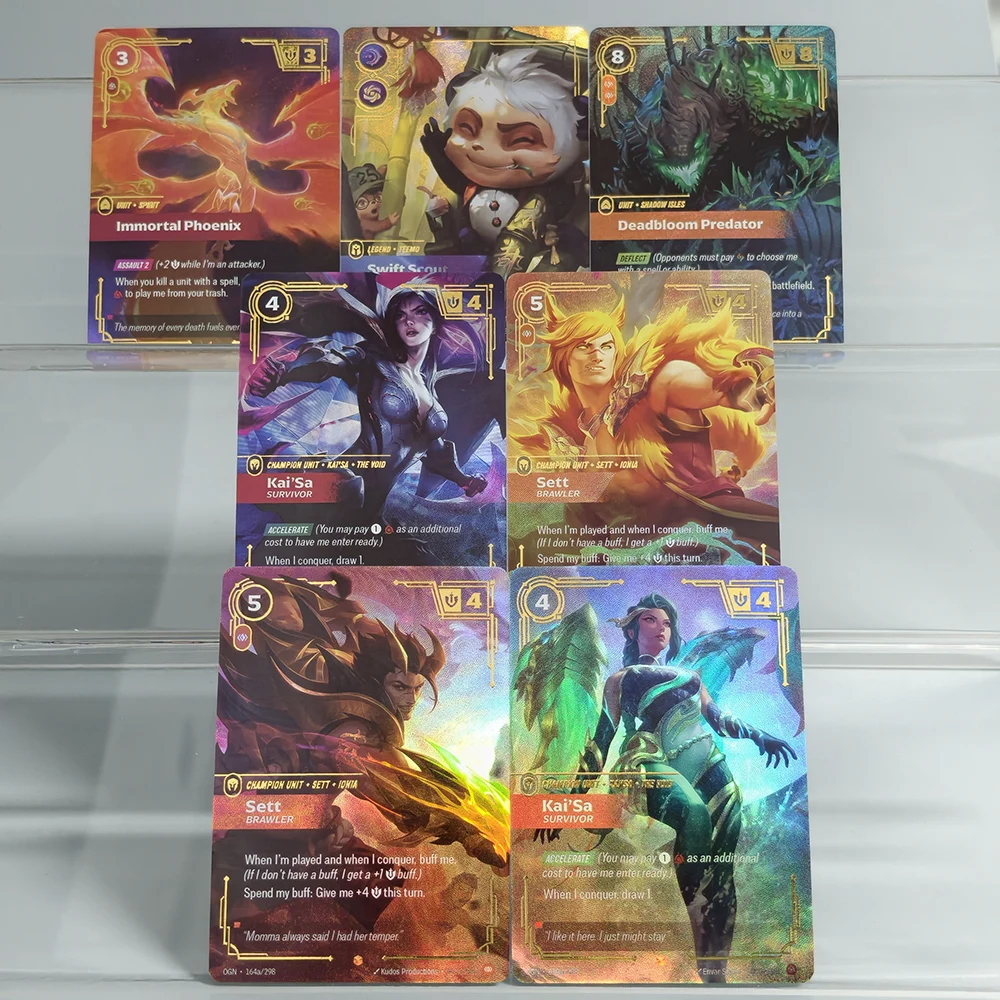 Cartão de Jogo DIY Proxy Riftbound League Of Legends em Inglês Kai'Sa Sett Swift Scout Deadbloom Predator Immortal Phoenix OGN
