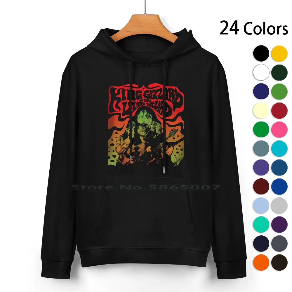 King Giz Pure Cotton Hoodie Sweater 24 Colors King Gizzard And The Lizard Wizard Brooklun Gig Psychadelic 100% Cotton Hooded