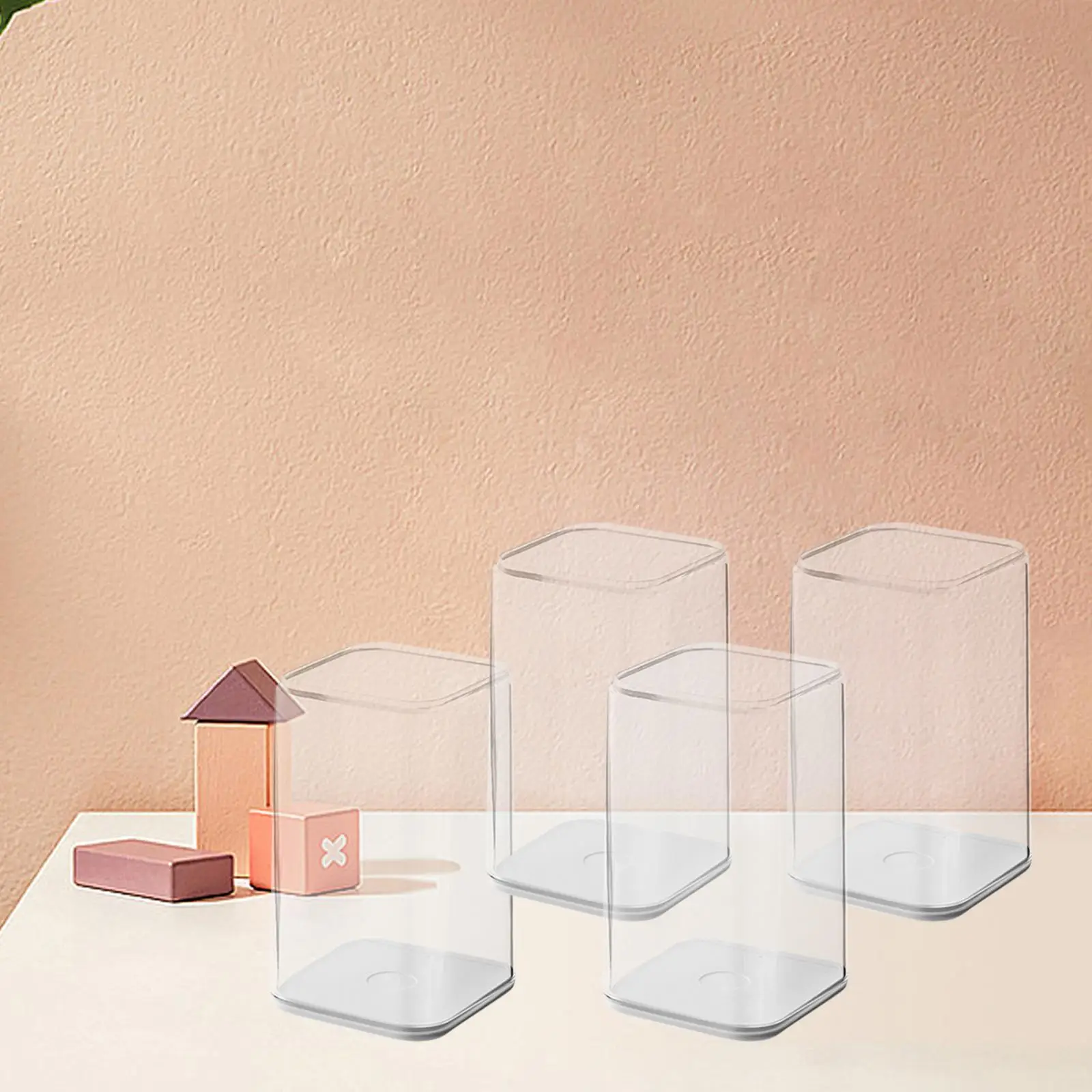 4x vitrines de figurines transparentes, organisateur de bureau, conteneur de protection, rangement de cadeaux