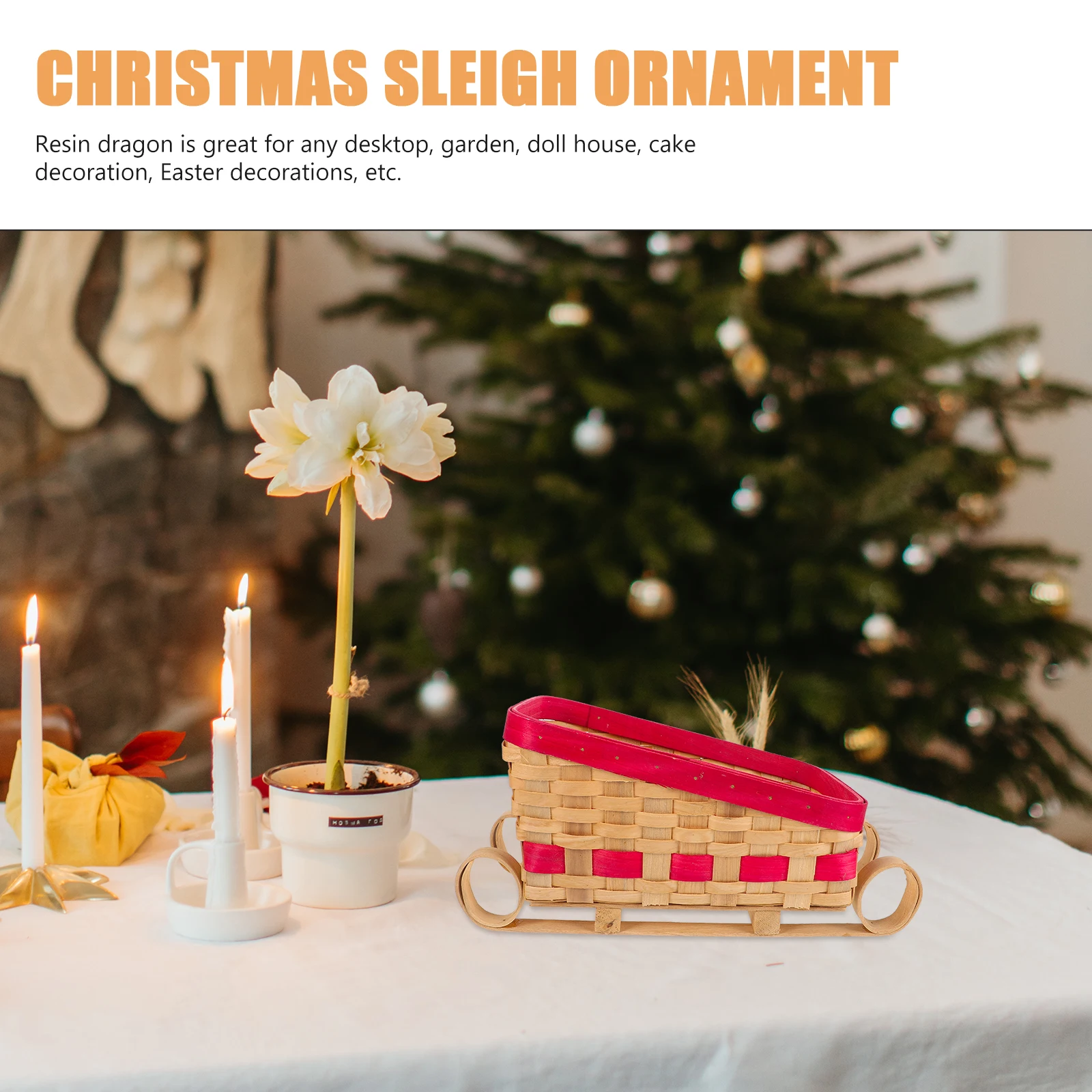 

Christmas Tabletop Sleigh Decor Xmas Home Decoration Party Centerpiece Classical Theme Fine Workmanship Stable Standing Smooth