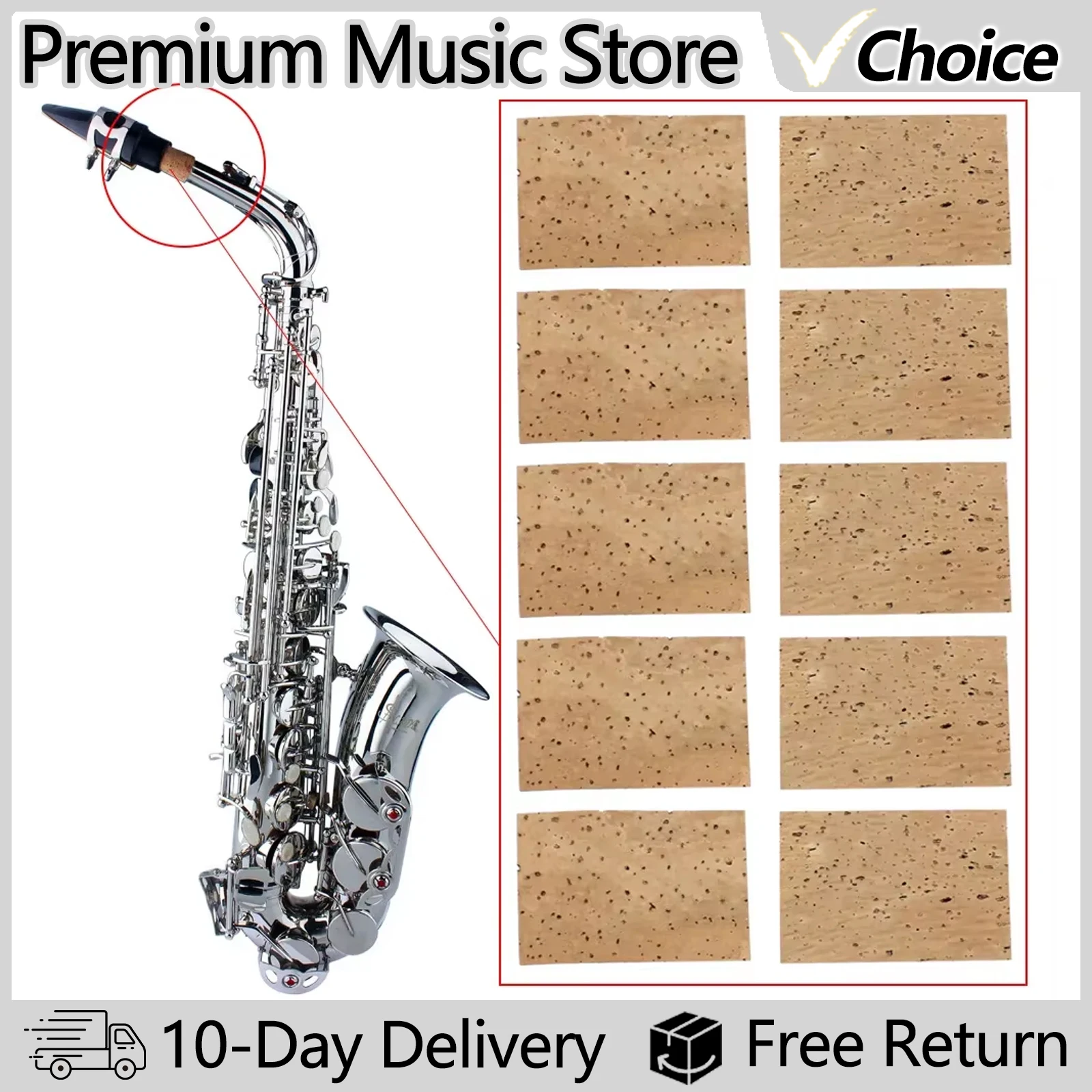 10 teile/paket Saxophon korken Blatt Sopran/Tenor/ Alt Sax Hals Kork Saxophon Teile Musik instrument Zubehör