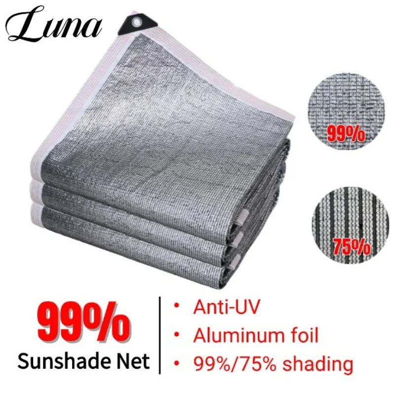 

99% Shade Rate Aluminum Foil Sunshade Net Anti-UV Sunblock Sun Net for Outdoor Pergola Plants Greenhouse Gardens Patio Canopy