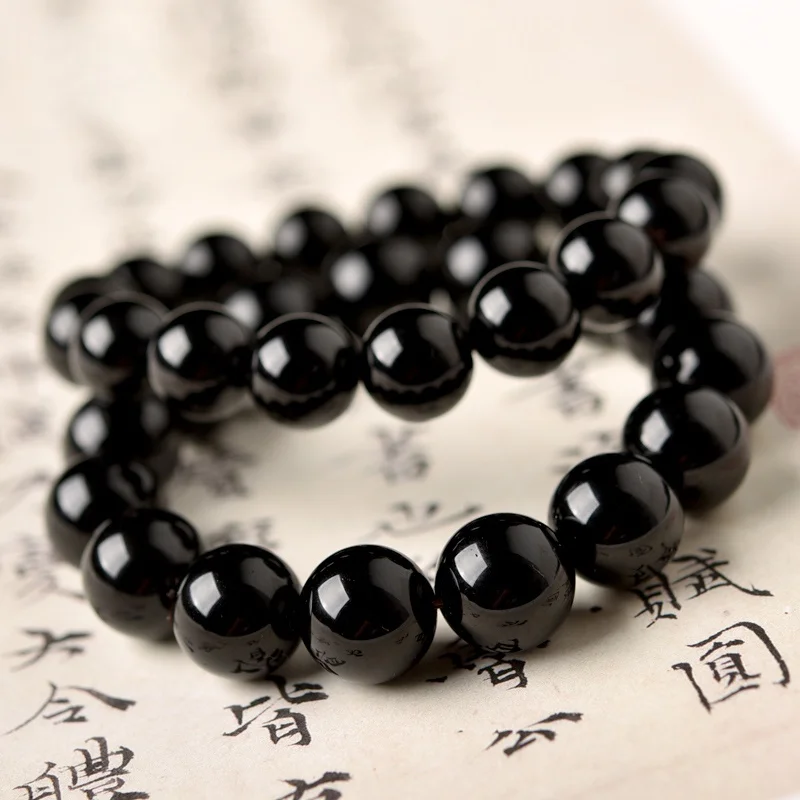 

Natural obsidian bead bracelet for men and women, light luxury niche black bracelet, exquisite couple's high-end feel bracelet