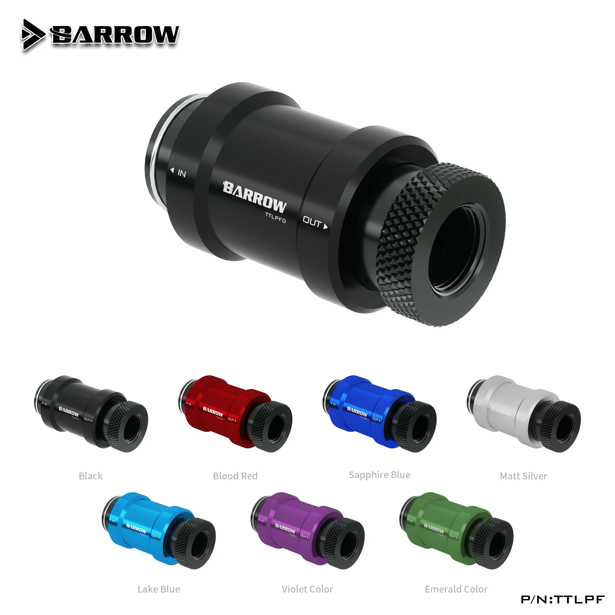Barrow TTLPF Flat Push Type Check Valve Double Inner Thread Part for Water Cooling Computer Internal Thread Interface