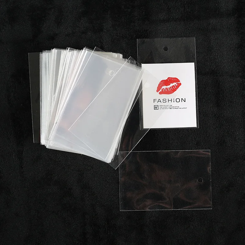 TETP 100Pcs Transparent Top Open Bags With Hang Hole For Clothing Tag Packing Label Card Packaging Opp Plastic Display Bag