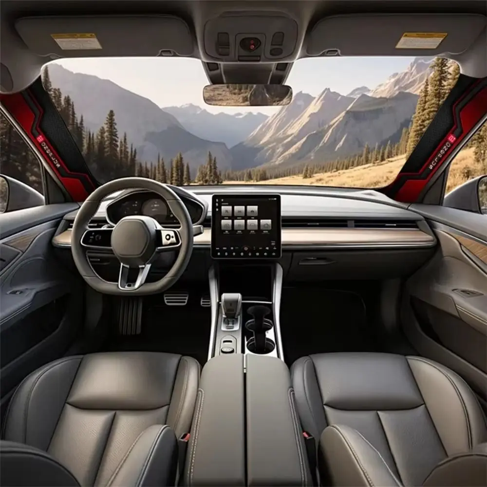 

2 шт. спортивные наклейки на передние стойки автомобиля с узором, из углеродного волокна, черно-красные, для интерьера автомобиля, устойчивые к царапинам, самоклеящиеся