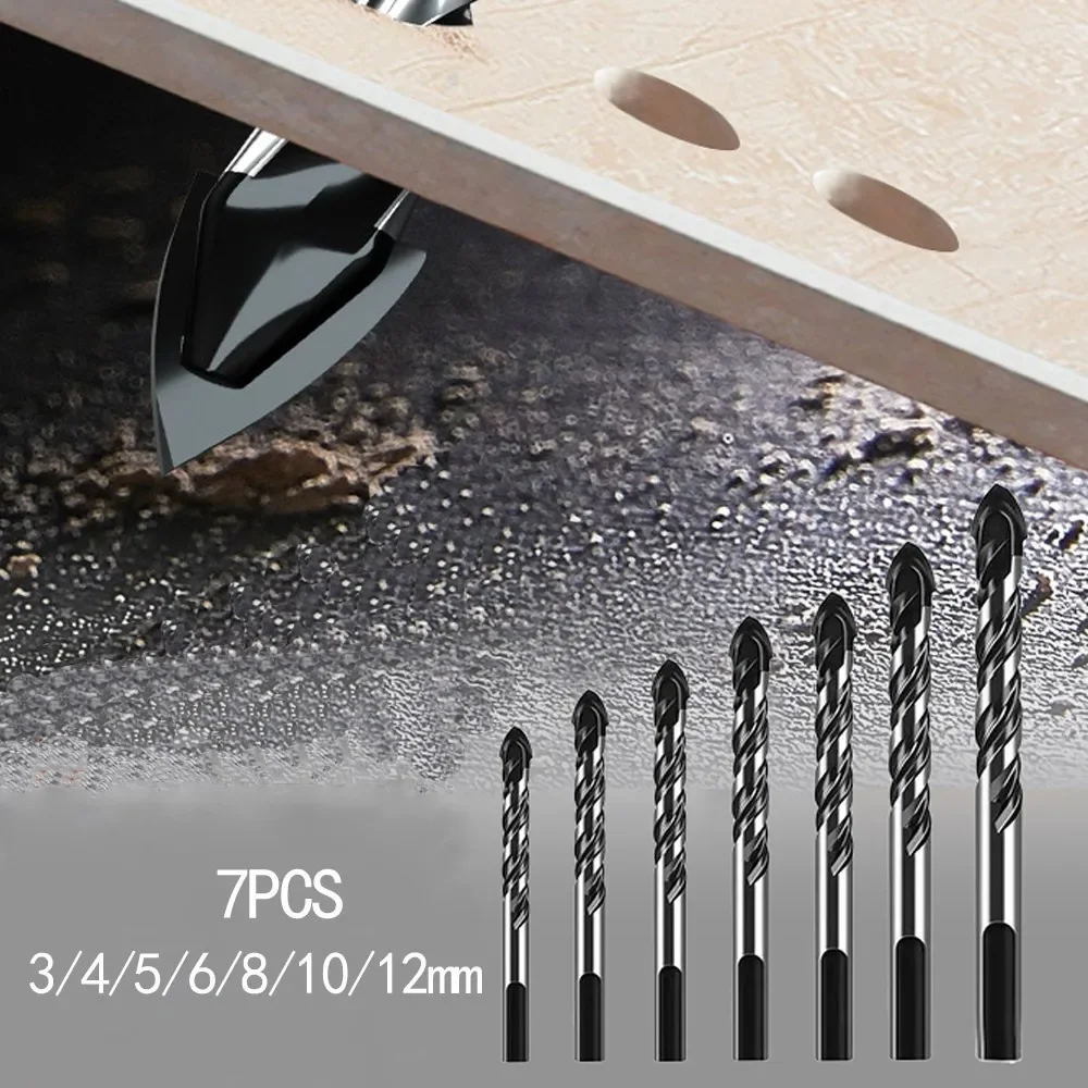 

7Pcs Carbide Triangle Drill Bits For Ceramic Tile Concrete Glass 3/4/5/6/8/10/12mm For Most Drill Electric Drill Drilling Parts