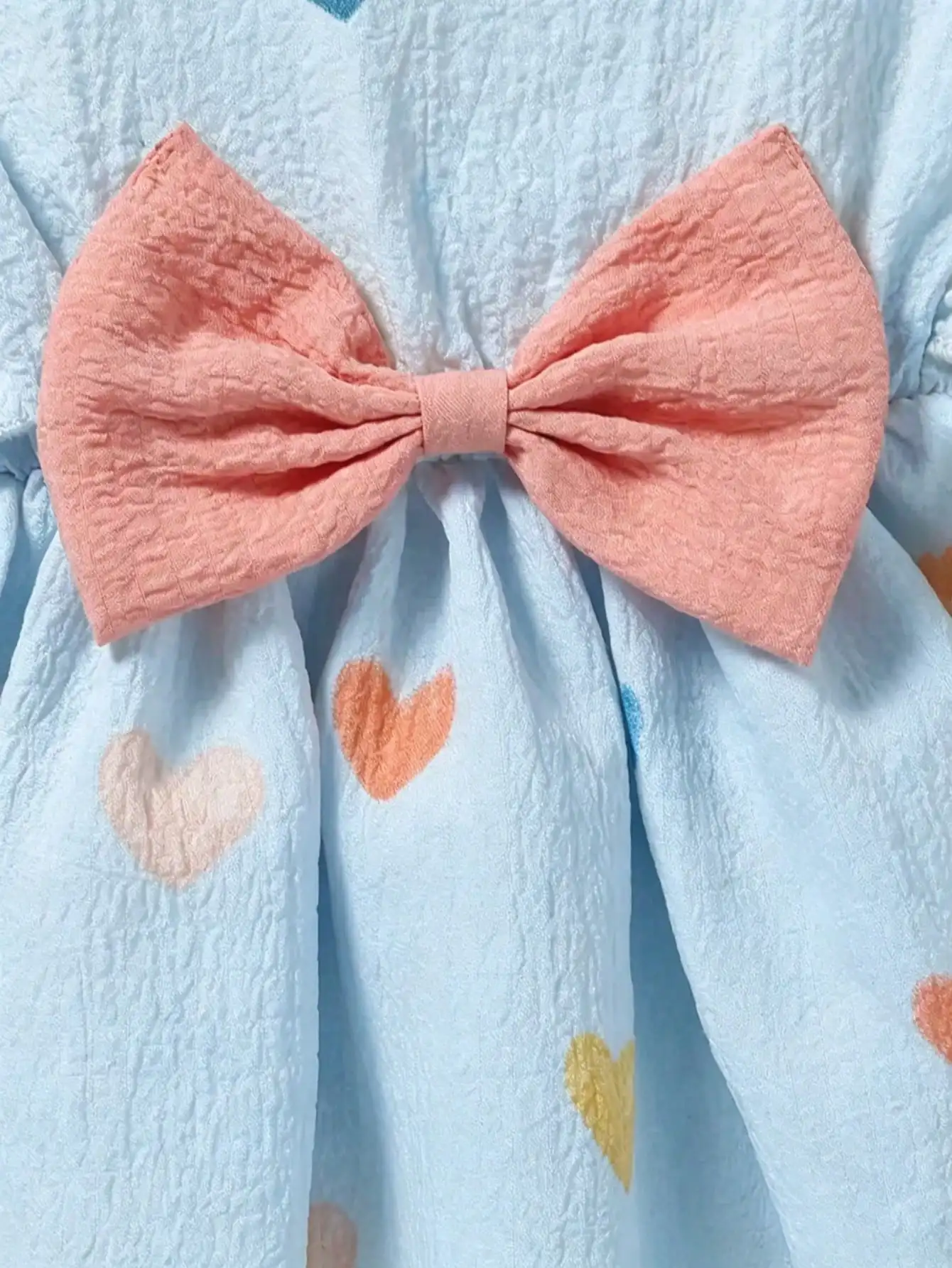 Kinderkleid mit Rüschen, Rundhalsausschnitt, Ärmellos, Herz-Print und Schmetterlingsschleife, Langes, Lockeres Kleid für Mädchen – Detail 11
