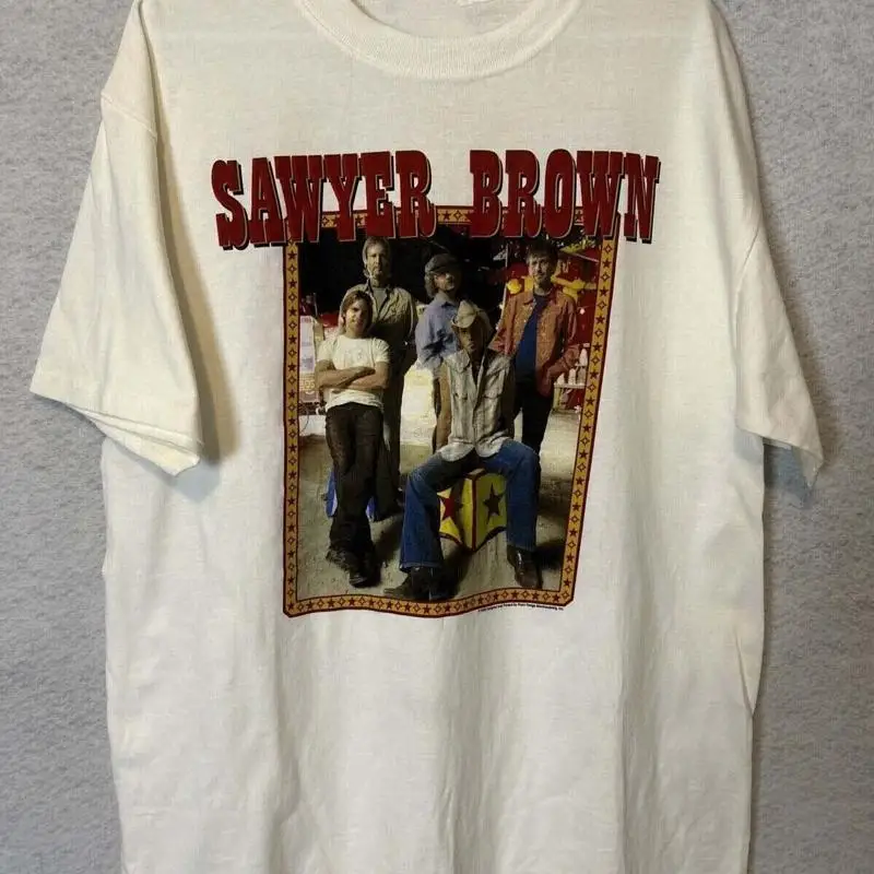 Sawyer Brown Full Size T shirt 1side White Color 100 Cotton