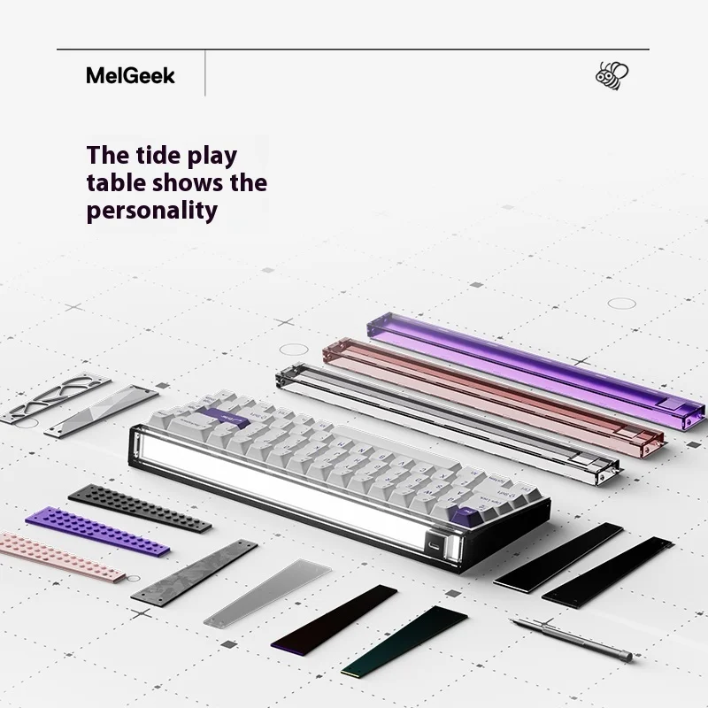 

MelGeek Made68pro/made68 Абажур для клавиатуры U+ Акриловый прозрачный абажур Made68 68pro, 68ultra+, Real67 Боковая пластина для клавиатуры