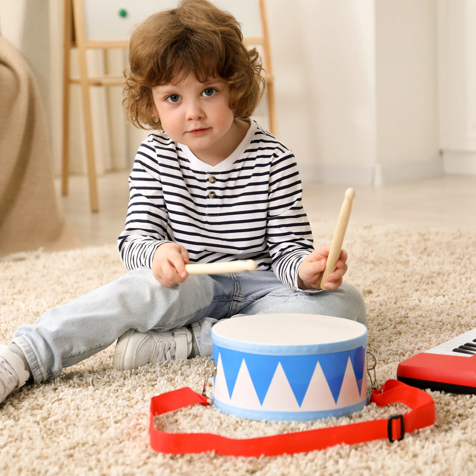 

2 Pcs Imitation Sheepskin Small Kids Toys Birthday Present Percussion Instruments Wooden Drums Children Snare Music Educational