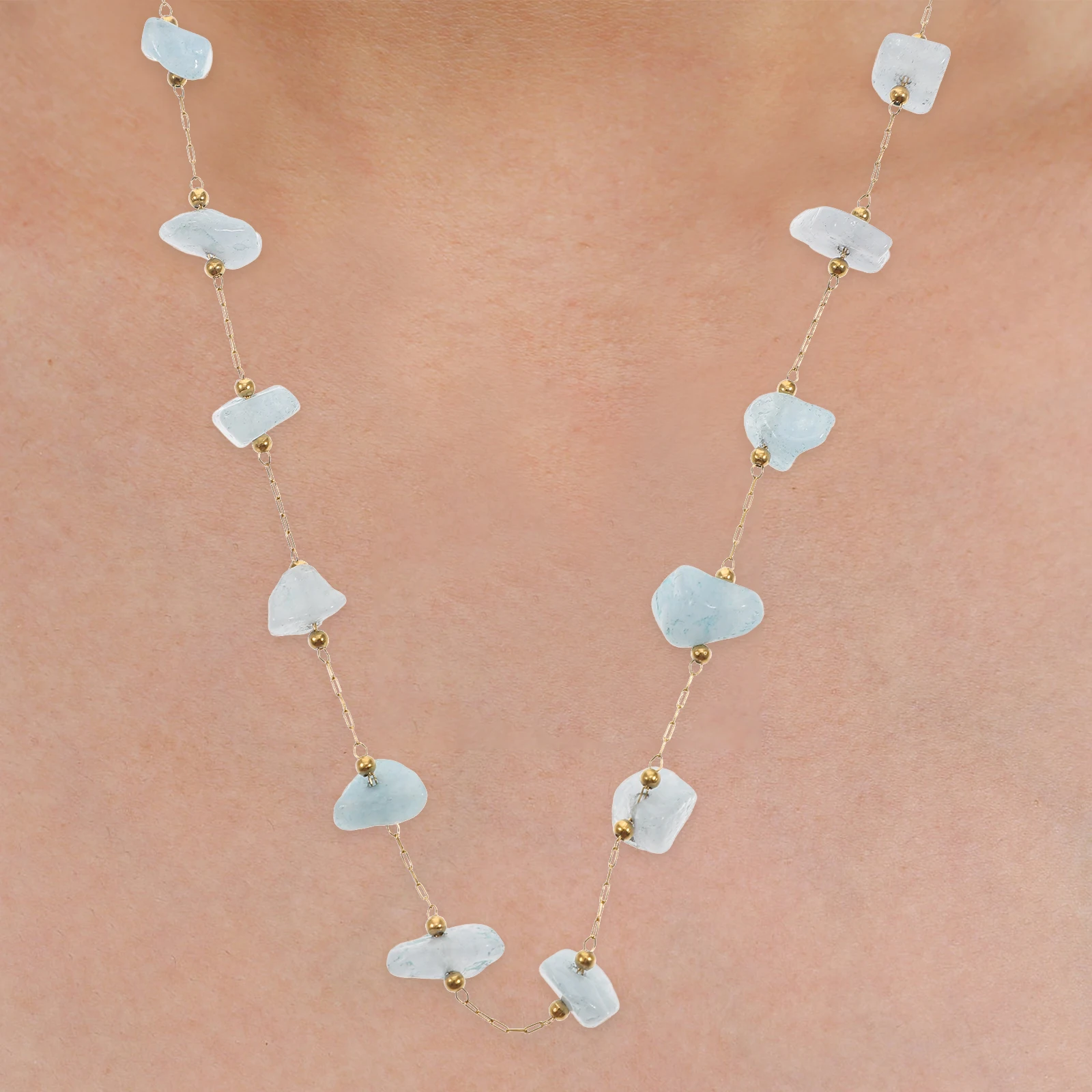 

Natural Stone Necklace Stainless Steel Beads Chain for DIY Crystal Stone Beads Chain Decor Roll Party