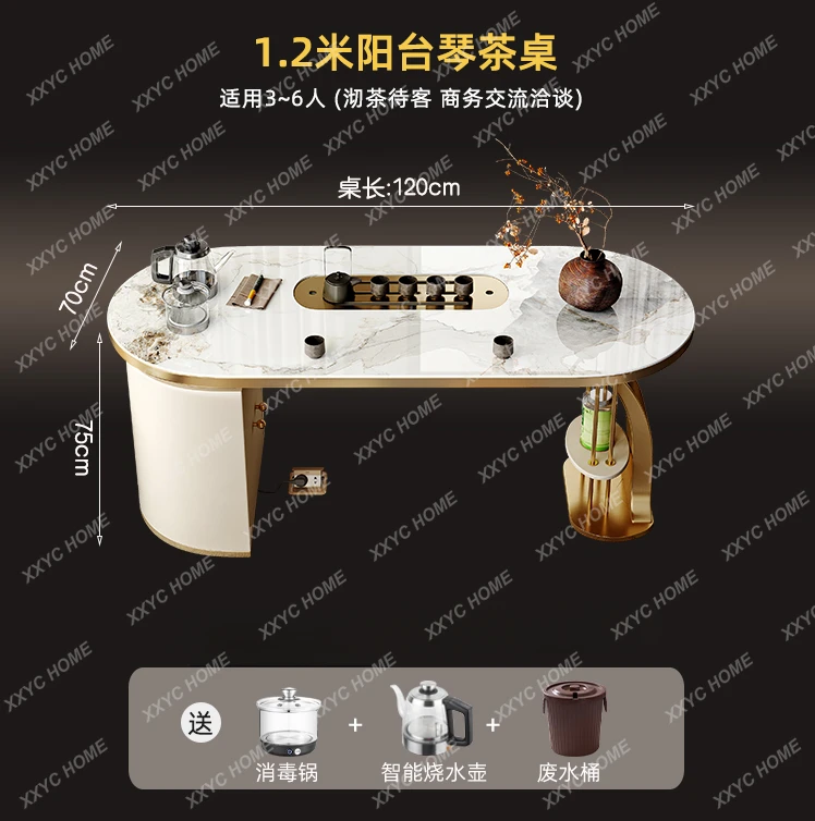 Balcony Slate Household Small Tea Table Kettle Integrated Embedded Small Kung Fu Tea Table