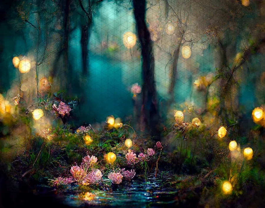 

Magic Woods Pond Forest Flower Light Tree backdrops High quality computer print scenic Photography Studio Backgrounds