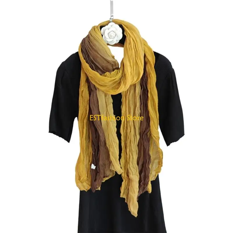 

Y5GC Crinkle Design Длинный шарф Элегантная наплечная накидка для офисной женской повседневной одежды